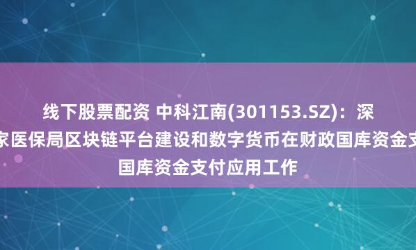 线下股票配资 中科江南(301153.SZ)：深度参与了国家医保局区块链平台建设和数字货币在财政国库资金支付应用工作