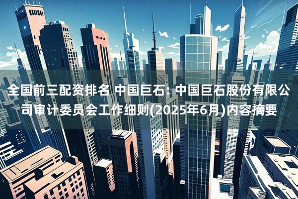 全国前三配资排名 中国巨石: 中国巨石股份有限公司审计委员会工作细则(2025年6月)内容摘要